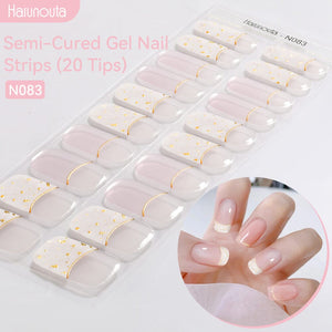 20 Tips Semi-Cured Gel Nail Strips N079-N088 Nail Sticker Harunouta N083 