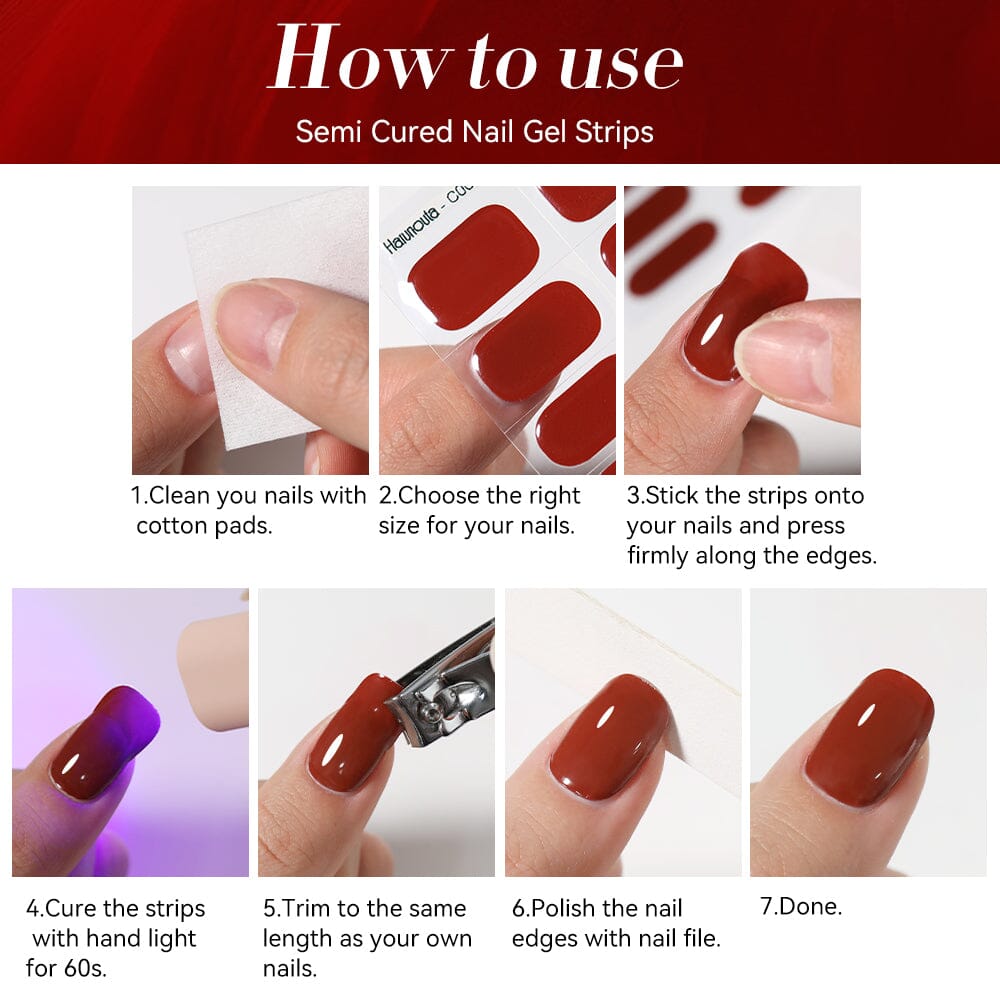 20 Tips Semi-Cured Gel Nail Strips N079-N088 Nail Sticker Harunouta 