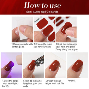 20 Tips Semi-Cured Gel Nail Strips N079-N088 Nail Sticker Harunouta 