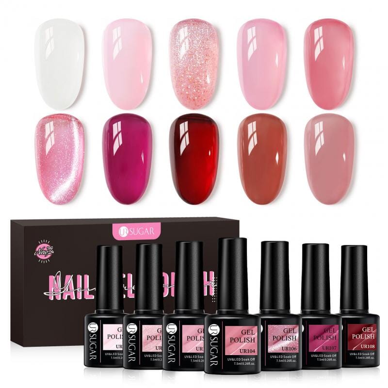 10pcs Jelly Gel Set Soft Blossom Collection 7.5ml Gel Nail Polish UR SUGAR 