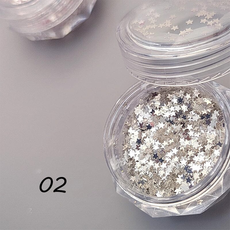 Silver Star Glitter Sequins #02 Nail Art No Brand 