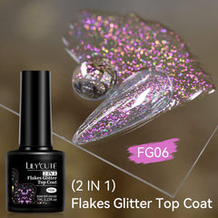 Flakes Glitter Top Coat FG06 7ml Base & Top Coat LILYCUTE 
