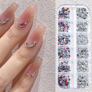 12 Grids Mini Mixed Rhinestones 3D Nail Decorations Nail Art No Brand 03 