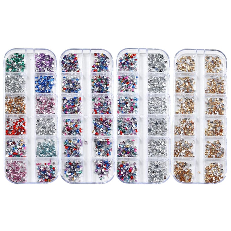 12 Grids Mini Mixed Rhinestones 3D Nail Decorations Nail Art No Brand 