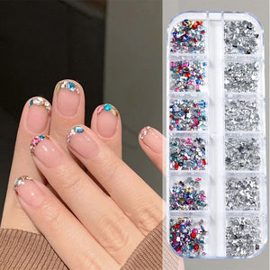 12 Grids Mini Mixed Rhinestones 3D Nail Decorations Nail Art No Brand 
