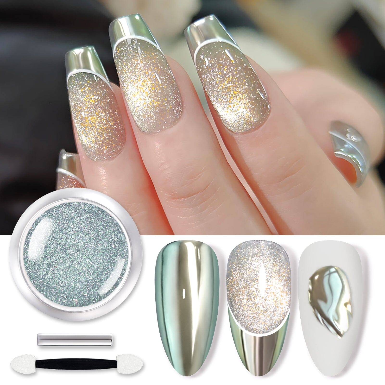 Green Cat Magnetic Chrome Powder Nail Powder BORN PRETTY 