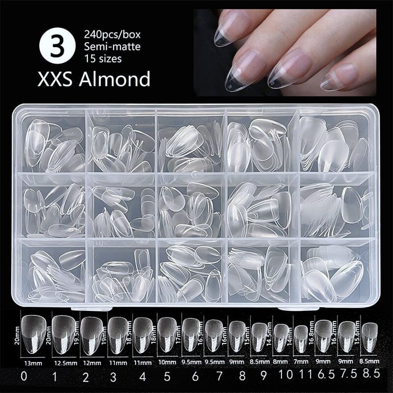 240pcs Almond Semi-Matte False Nail Tips Nail Tips No Brand 