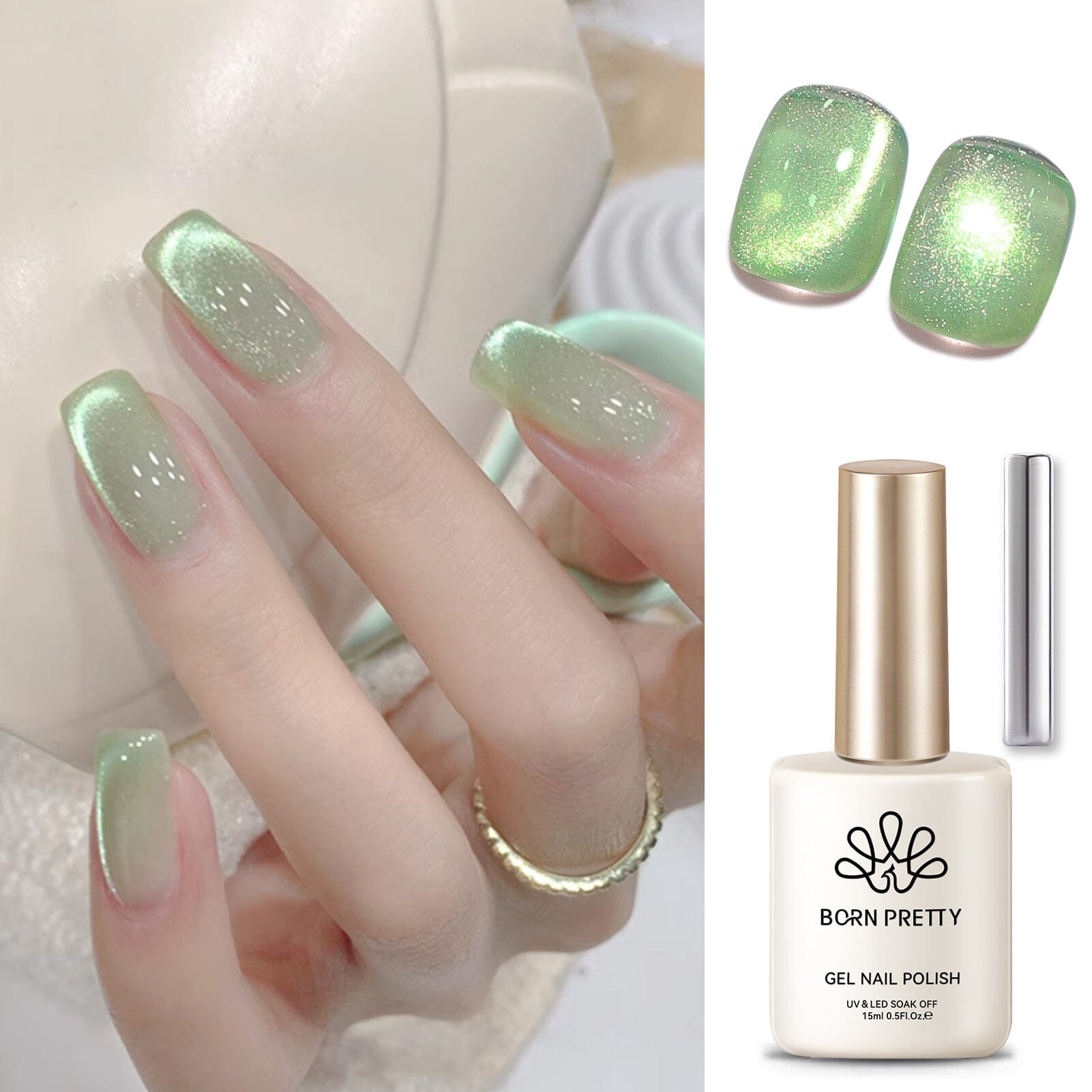 Green Cat Magnetic Gel GCM06 15ml Gel Nail Polish BORN PRETTY 