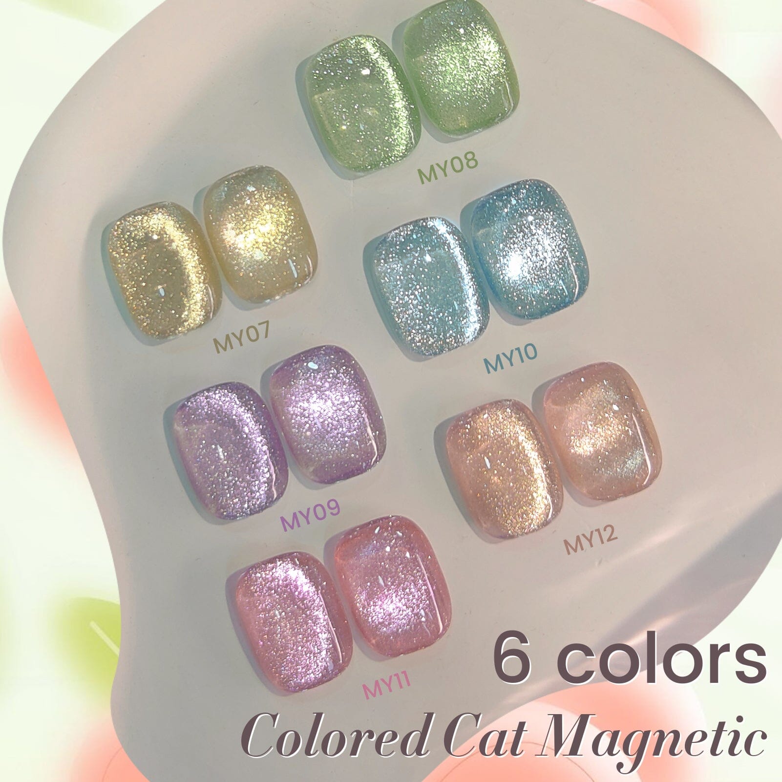 6 Colors Light Flow Colored Cat Magnetic Gel Polish Set M02 7ml Gel Nail Polish BORN PRETTY 