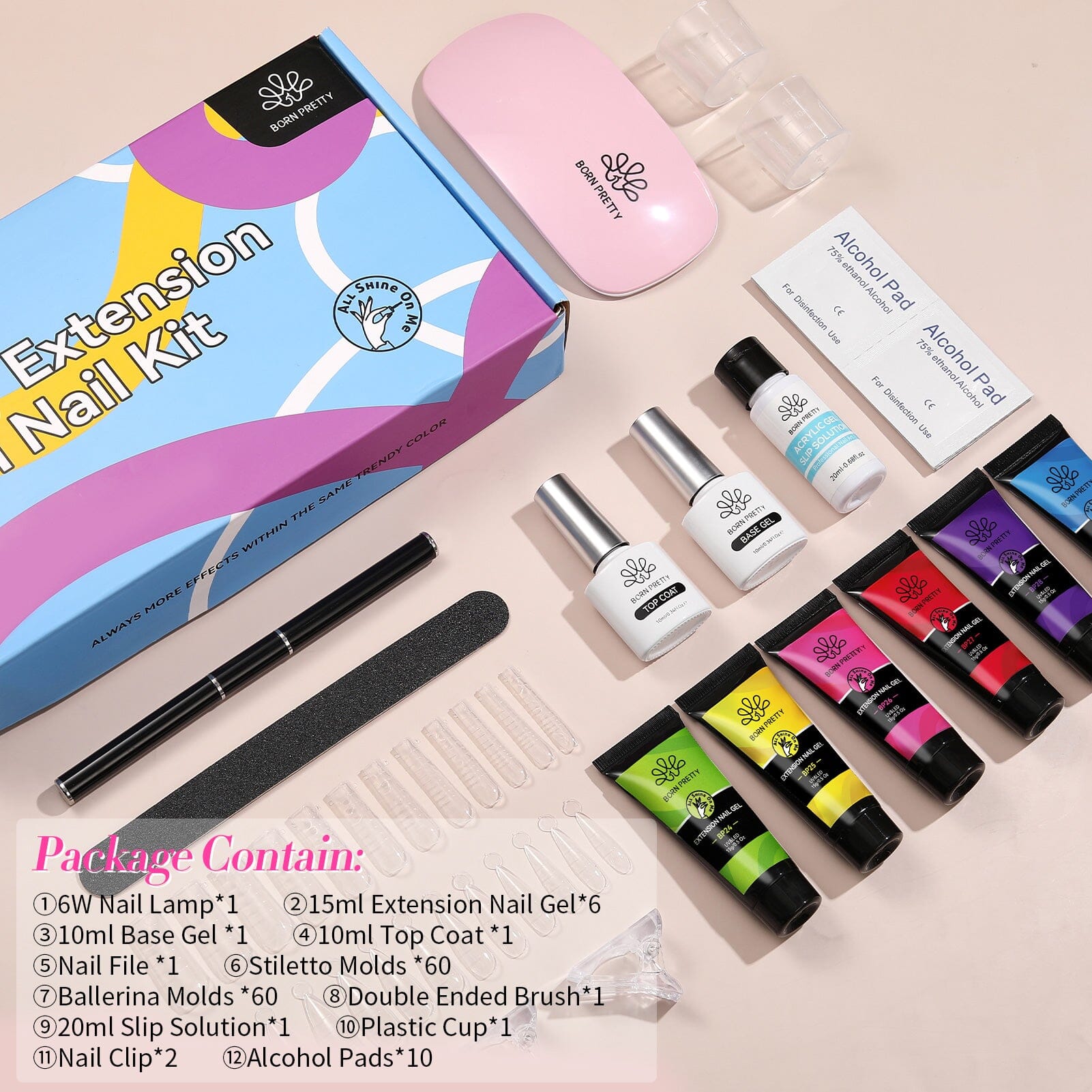6 Colors Neon Extension Nail Gel Kit 15g Gel Nail Polish BORN PRETTY 