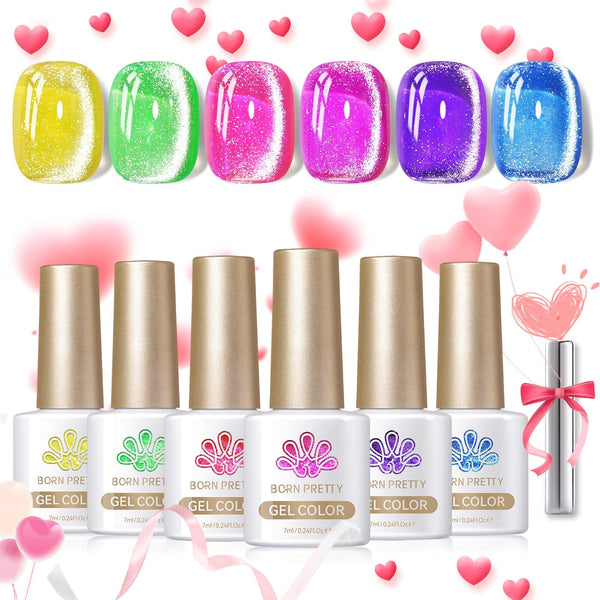6 Colors Colorful Elves Cat Magnetic Gel Polish Set 7ml Gel Nail Polish BORN PRETTY 
