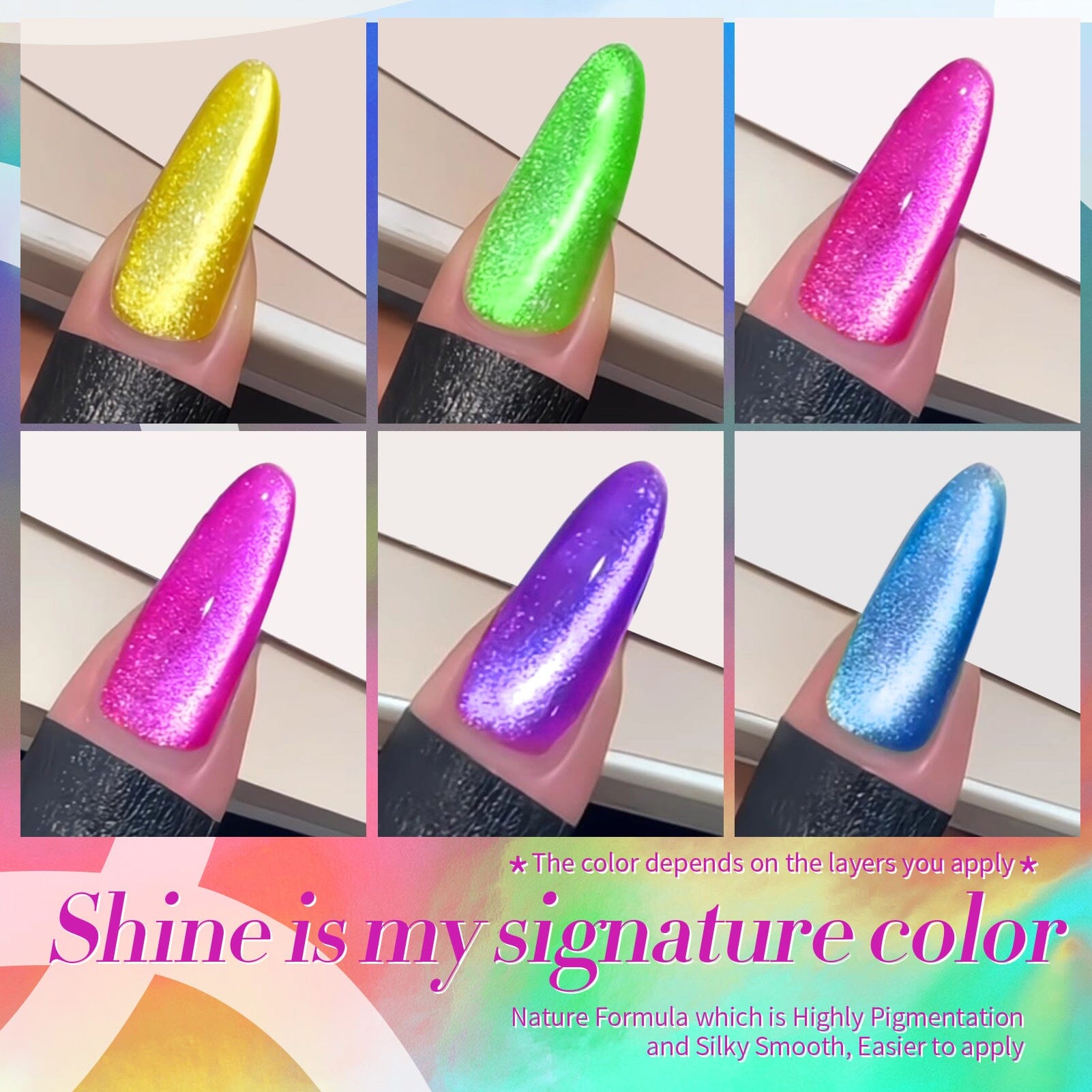6 Colors Colorful Elves Cat Magnetic Gel Polish Set 7ml Gel Nail Polish BORN PRETTY 