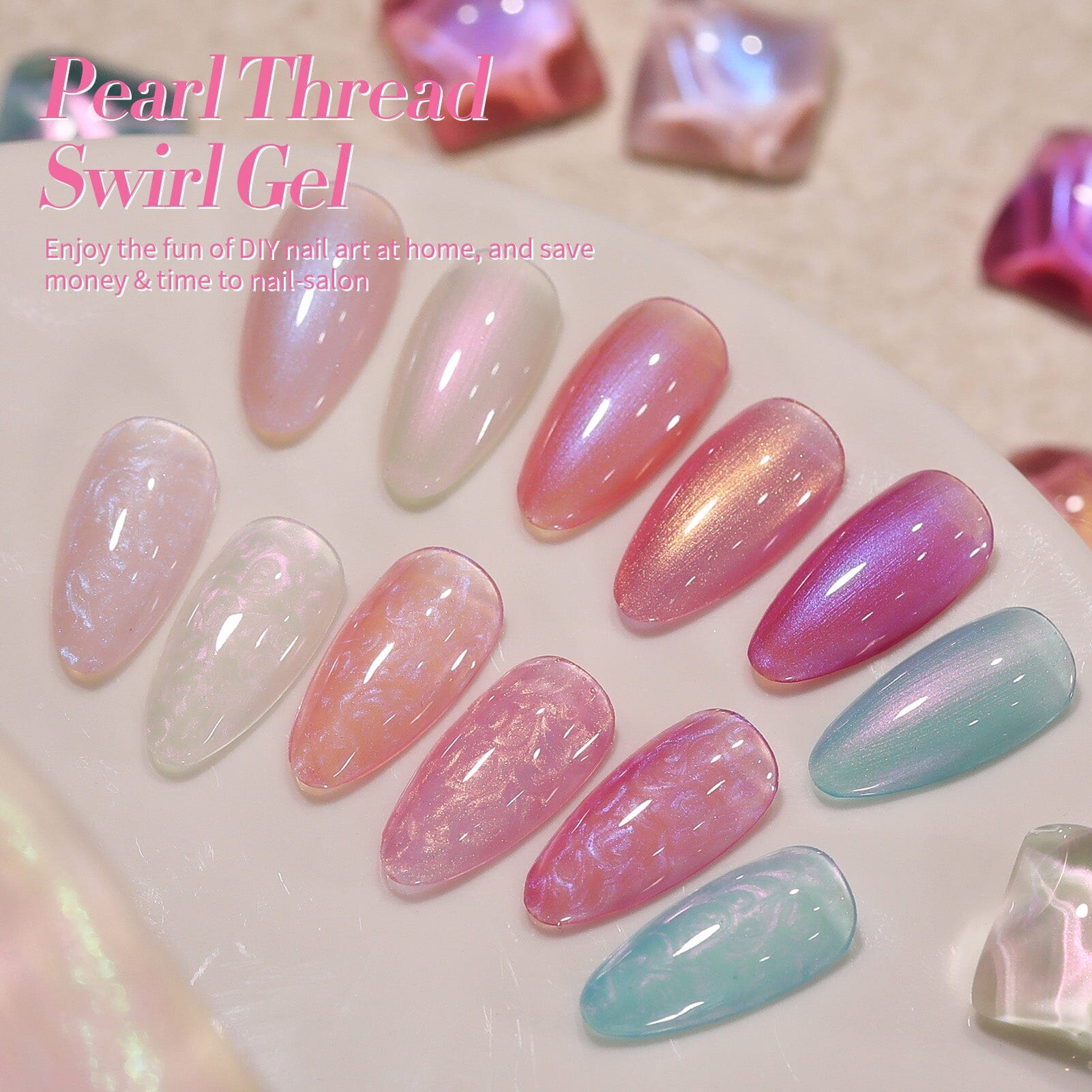6 Colors Pearl Thread Swirl Gel Polish Set T02 Nebulas 7ml Gel Nail Polish BORN PRETTY 