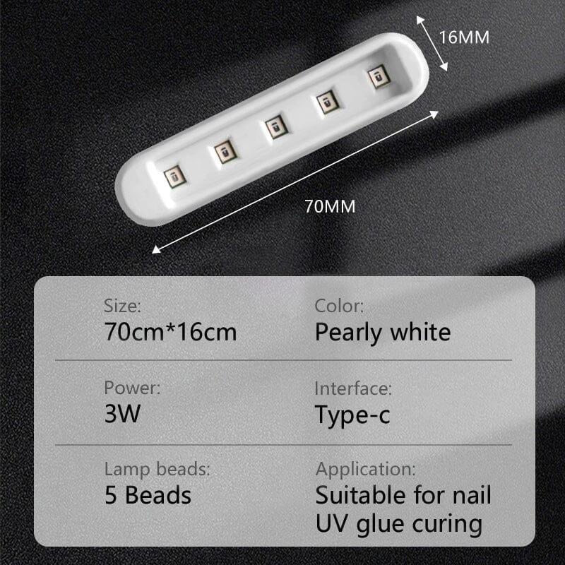3W White USB UV Nail Dryer Lamp Tools & Accessories No Brand 