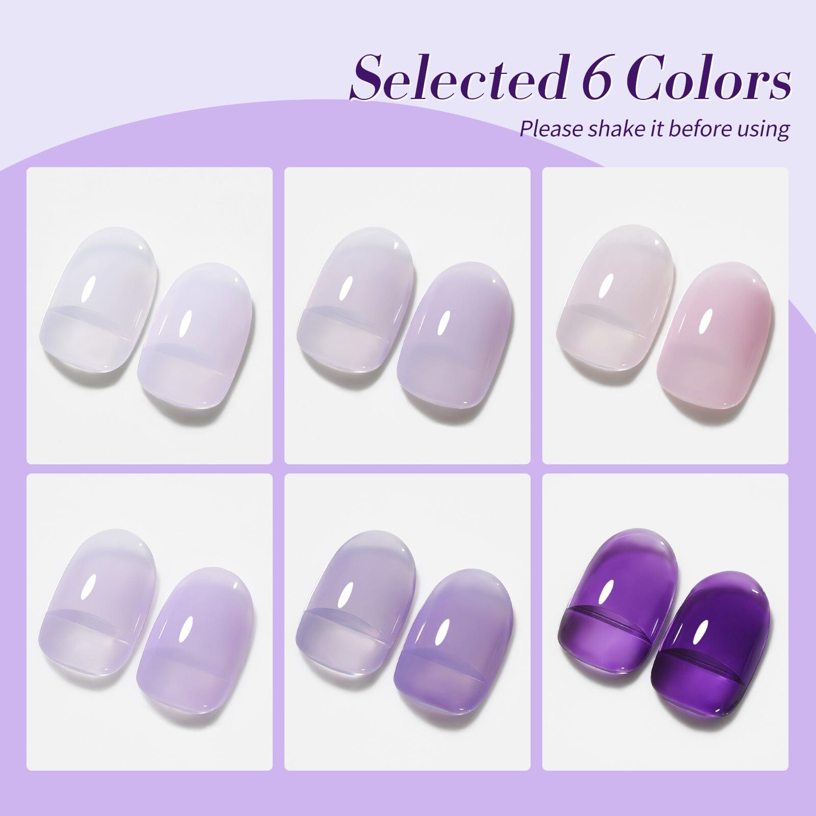 6 Colors Purple Ice Jelly Gel Polish Set J04 Lilac Whispers 7ml Gel Nail Polish BORN PRETTY 