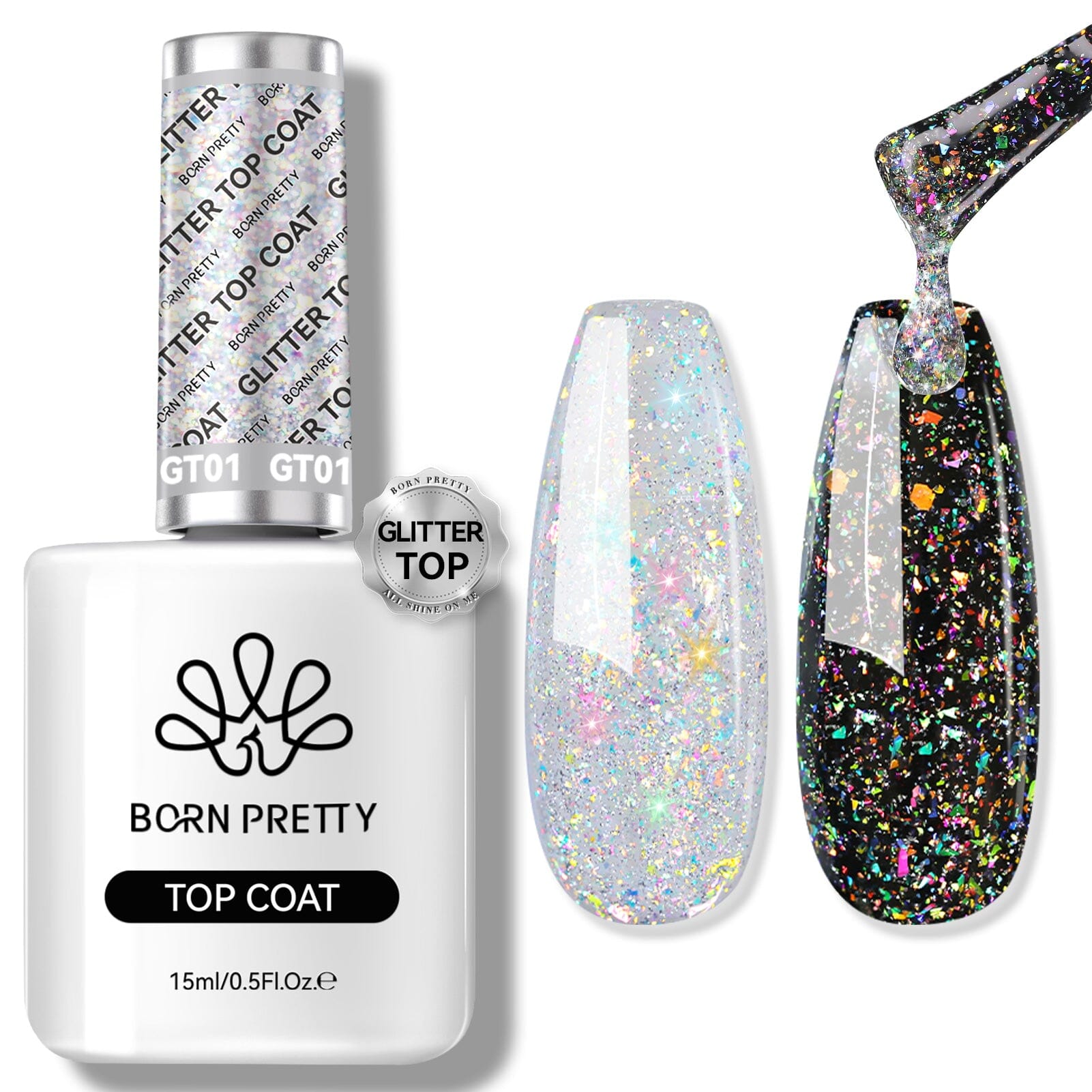 Mica Reflective Glitter Top Coat 15ml Gel Nail Polish BORN PRETTY 