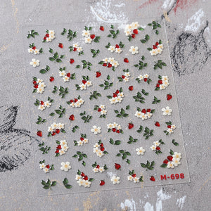 White Floral Jelly Self-Adhesive Nail Stickers M698