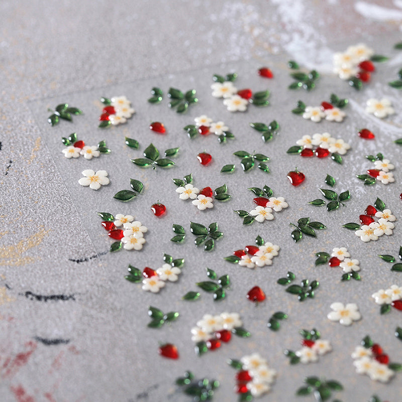 White Floral Jelly Self-Adhesive Nail Stickers M698