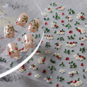 White Floral Jelly Self-Adhesive Nail Stickers M698