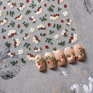 White Floral Jelly Self-Adhesive Nail Stickers M698