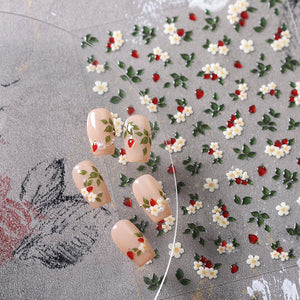 White Floral Jelly Self-Adhesive Nail Stickers M698