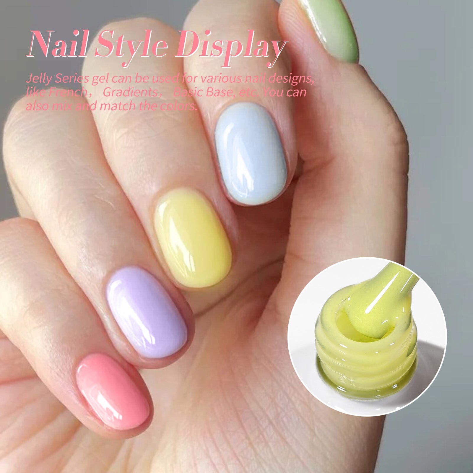 6 Colors Spring Jelly Gel Polish Set J05 Candy Glass 7ml Gel Nail Polish BORN PRETTY 