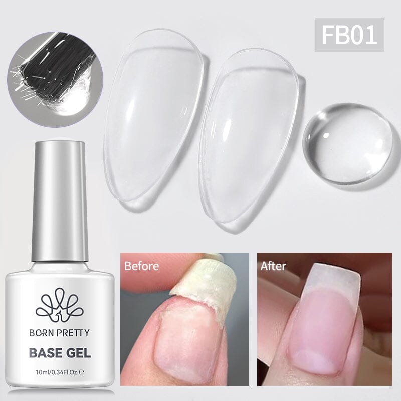 Fiber Rubber Base Gel 10ml Gel Nail Polish BORN PRETTY FB01 Clear 