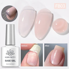 Fiber Rubber Base Gel FB03 Soft Pink 10ml Gel Nail Polish BORN PRETTY 