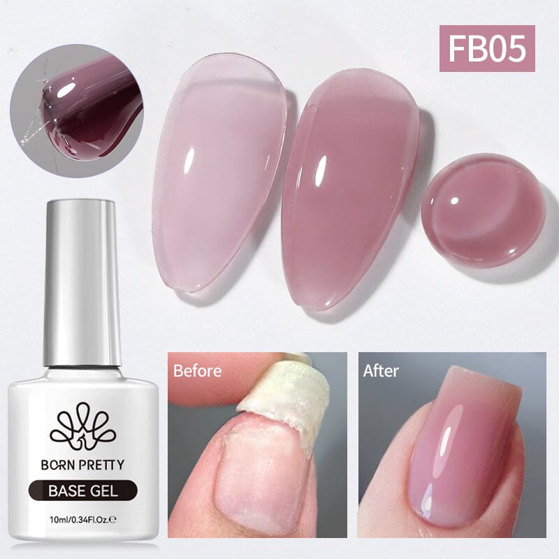 Purplish Pink Fiber Rubber Base Gel FB05 10ml Gel Nail Polish BORN PRETTY 