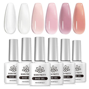 6 Colors Fiber Rubber Base Gel Polish Set 10ml Gel Nail Polish BORN PRETTY 