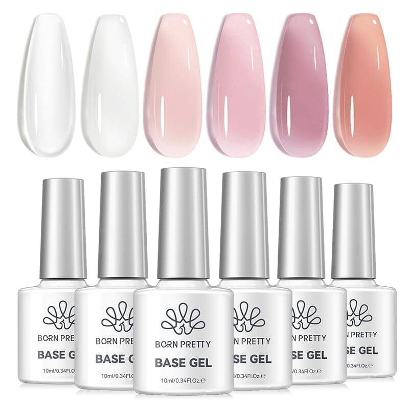 6 Colors Fiber Rubber Base Gel Polish Set 10ml Gel Nail Polish BORN PRETTY 