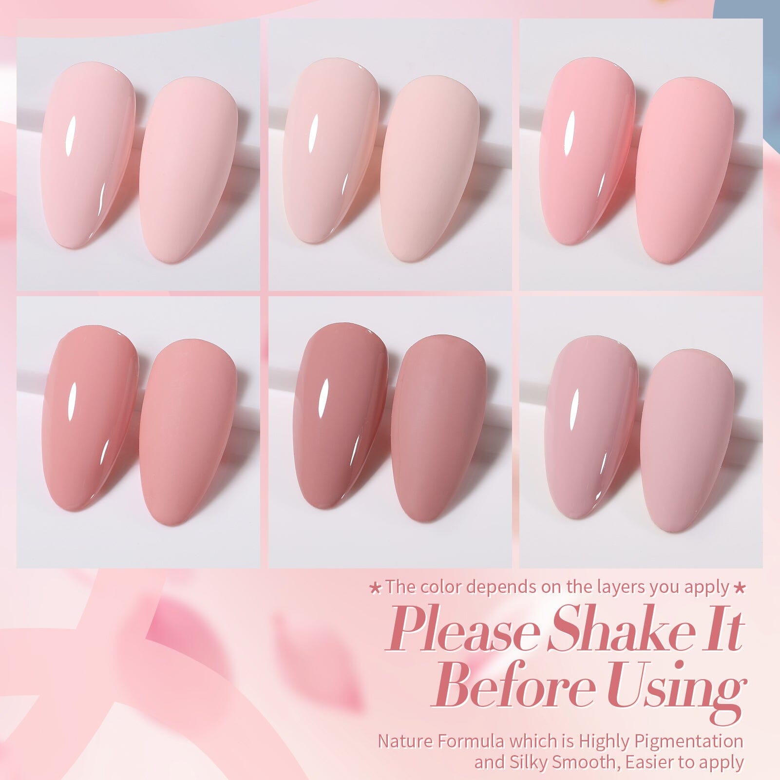 6 Colors Pink Gel Polish Set S03 Cupid's Whisper 7ml Gel Nail Polish BORN PRETTY 