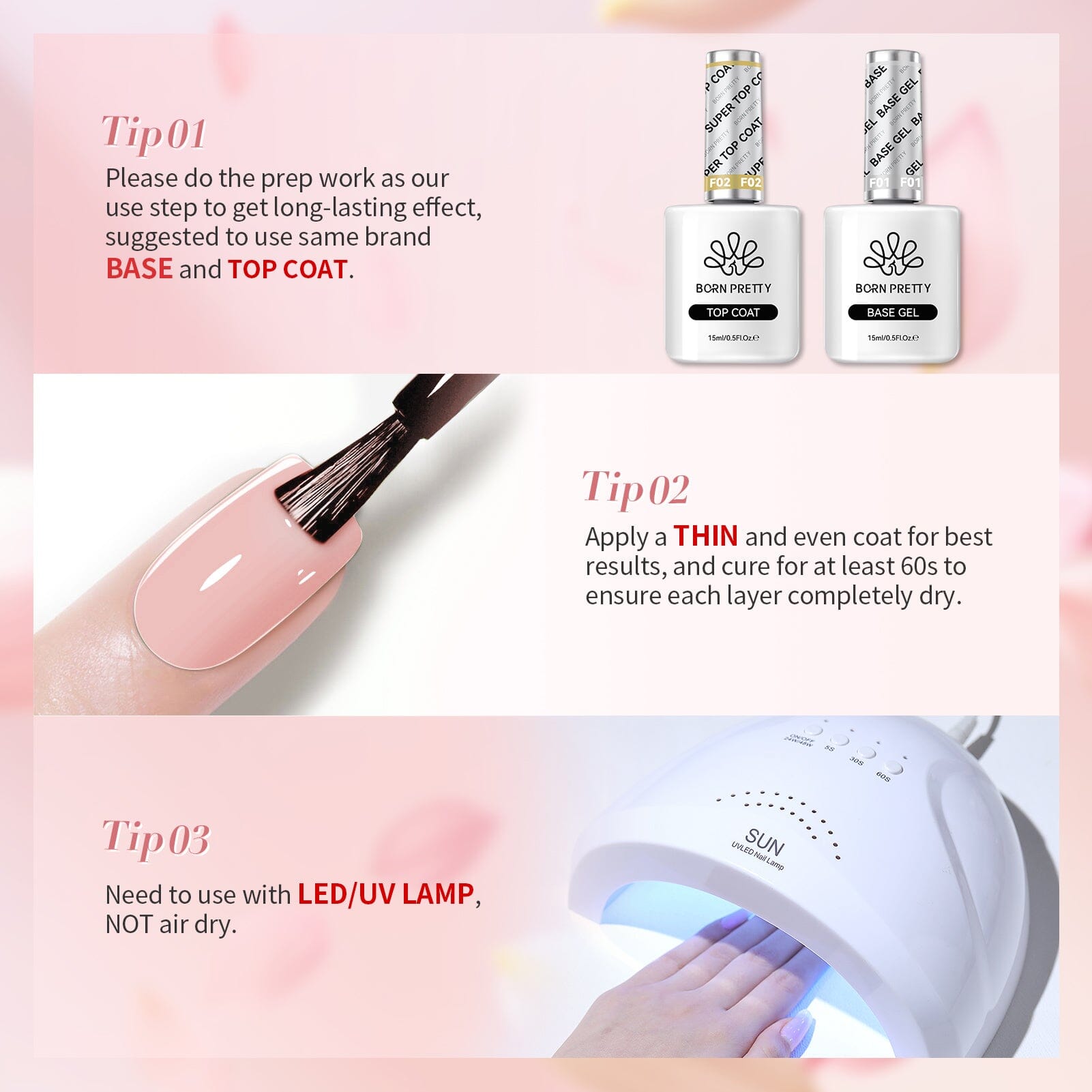 6 Colors Pink Gel Polish Set S03 Cupid's Whisper 7ml Gel Nail Polish BORN PRETTY 