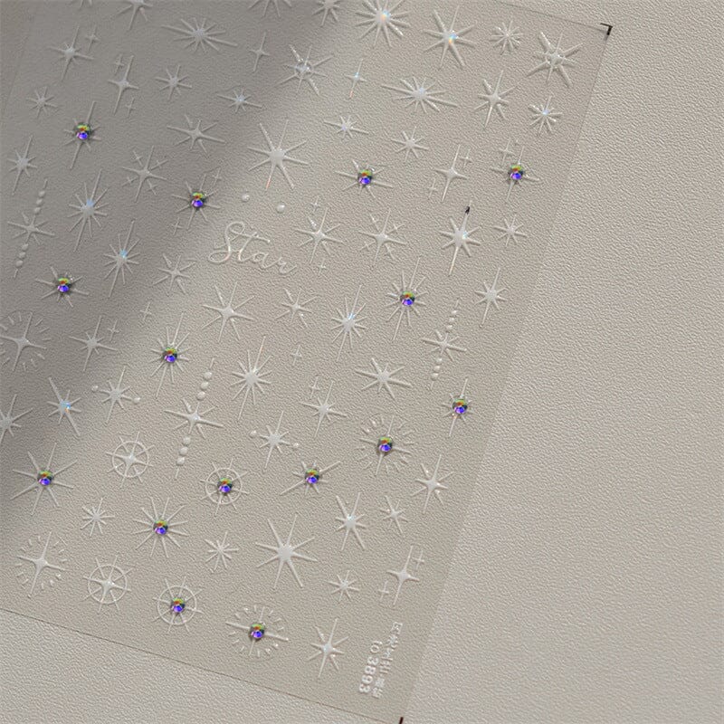 Rhinestones Star 3D Nail Sticker #01 Clearance No Brand 