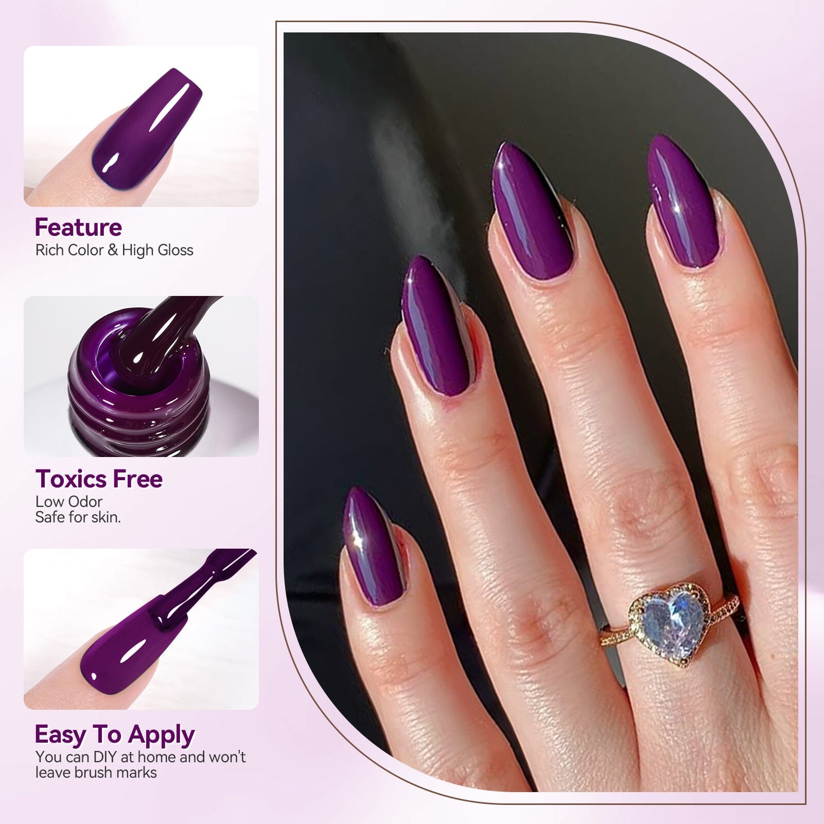 6 Colors Purple Gel Polish Set S08 Lavender Mist 7ml Gel Nail Polish BORN PRETTY 