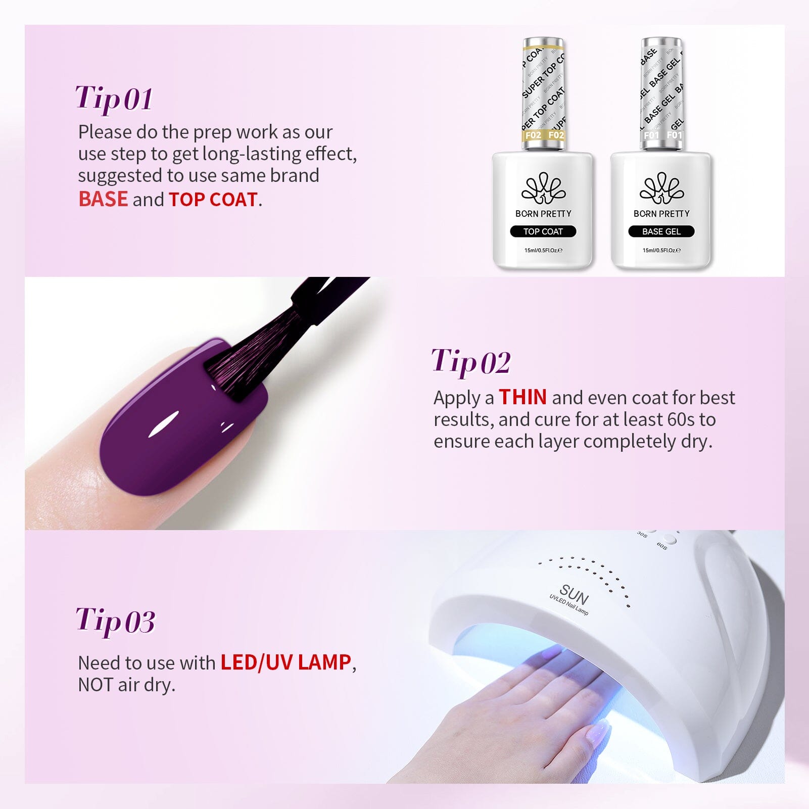 6 Colors Purple Gel Polish Set S08 Lavender Mist 7ml Gel Nail Polish BORN PRETTY 