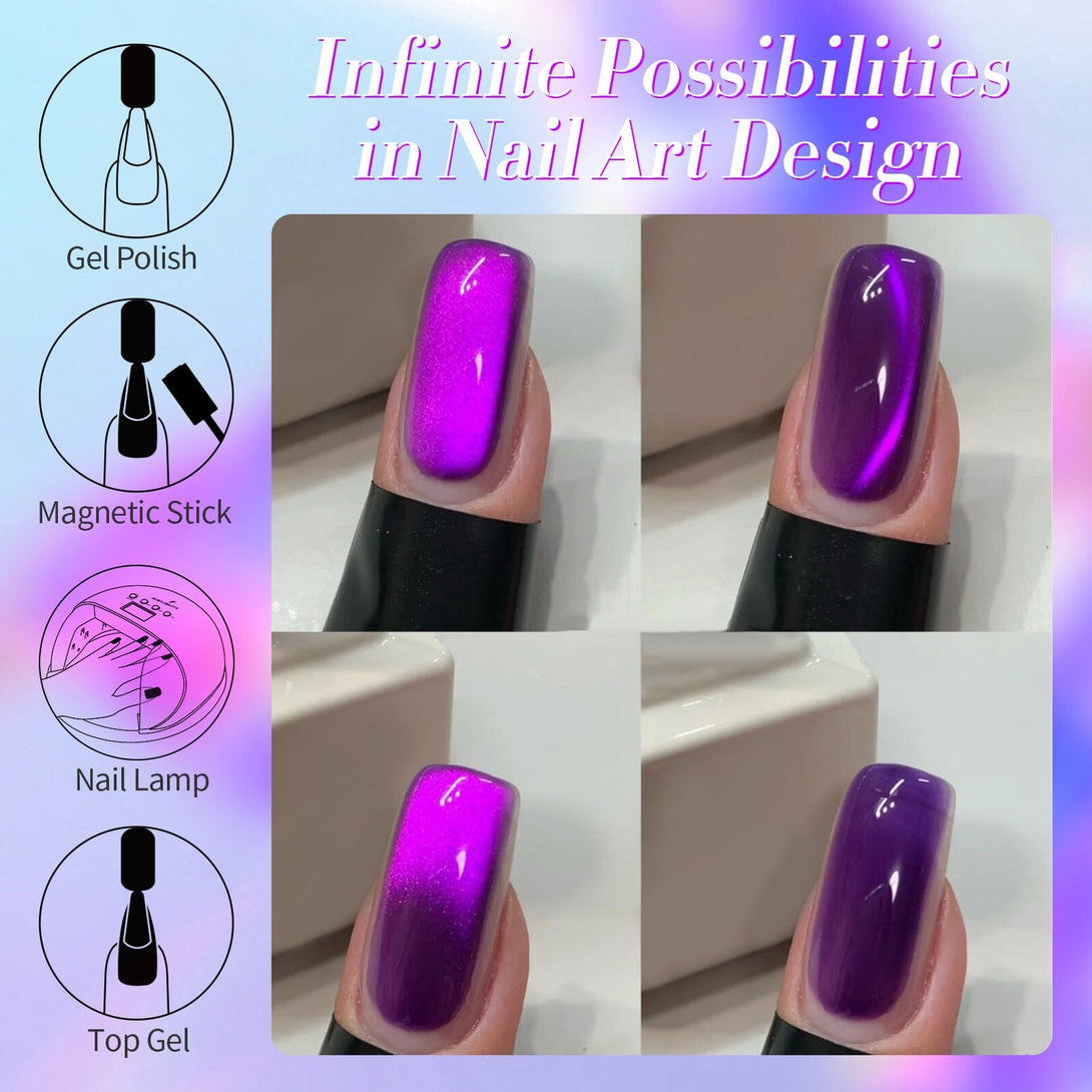 Purple Cat Magnetic Gel Polish MY43 Blackish Purple 15ml Gel Nail Polish BORN PRETTY 