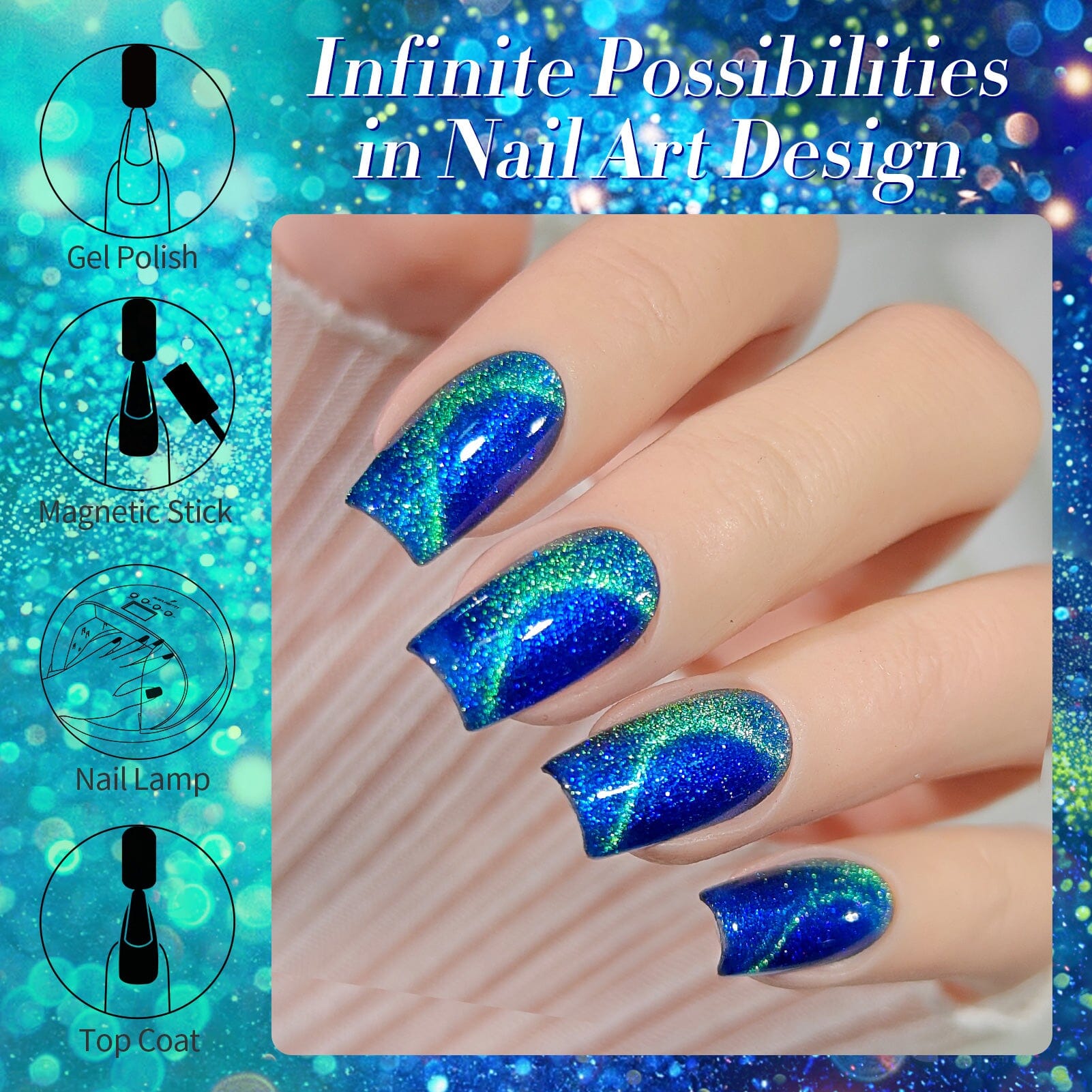 Blue Cat Magnetic Gel Polish MY44 Interstellar 15ml Gel Nail Polish BORN PRETTY 
