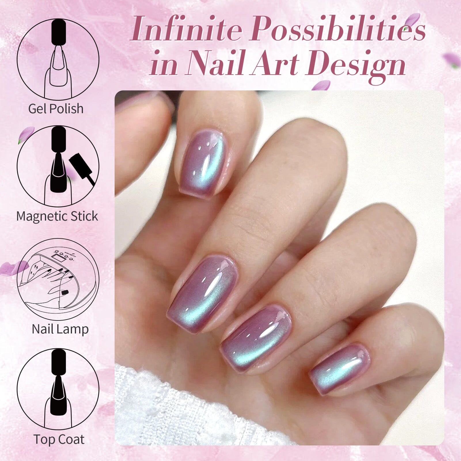 Pink Cat Magnetic Gel Polish MY46 Hyacinth 15ml Gel Nail Polish BORN PRETTY 
