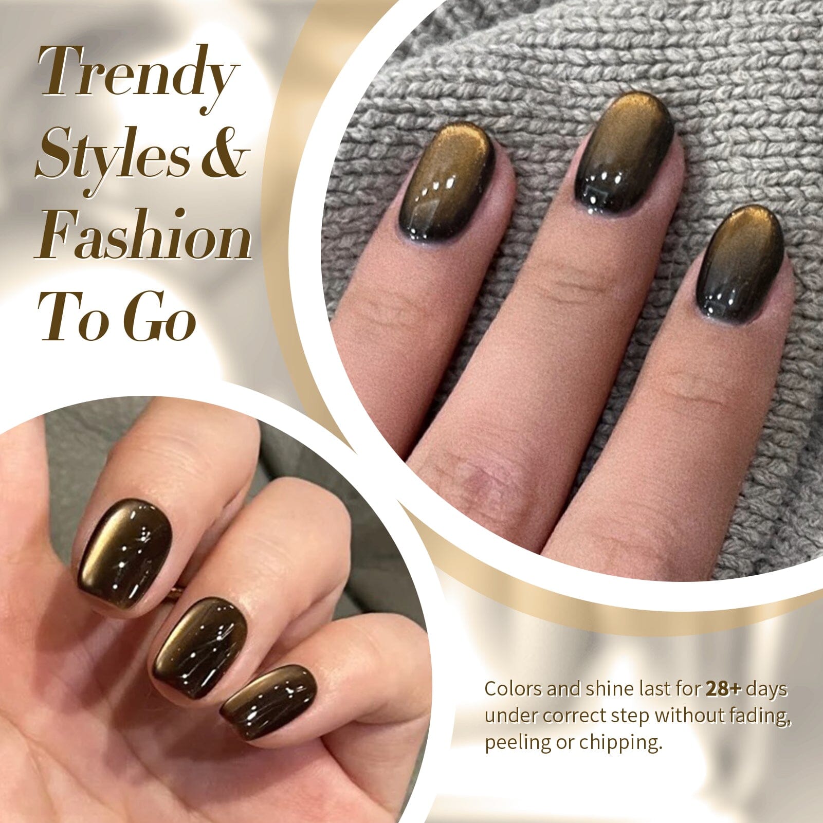 Black Gold Glass Cat Magnetic Gel Polish 15ml Gel Nail Polish BORN PRETTY 