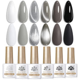 6 Colors Grey Colors Gel Polish Set S09 Steel Symphony 7ml Gel Nail Polish BORN PRETTY 