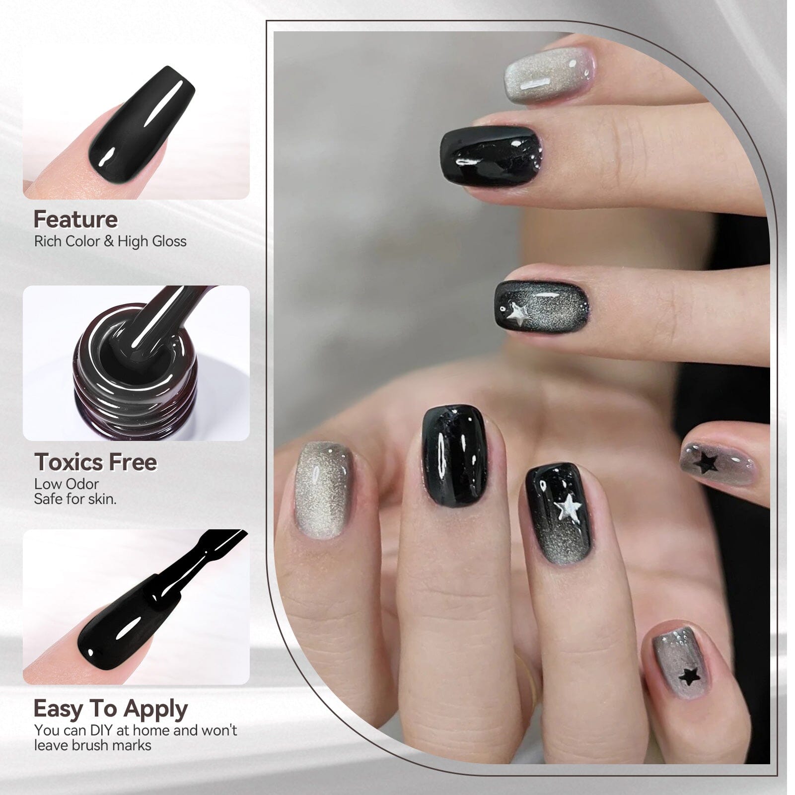 6 Colors Grey Colors Gel Polish Set S09 Steel Symphony 7ml Gel Nail Polish BORN PRETTY 