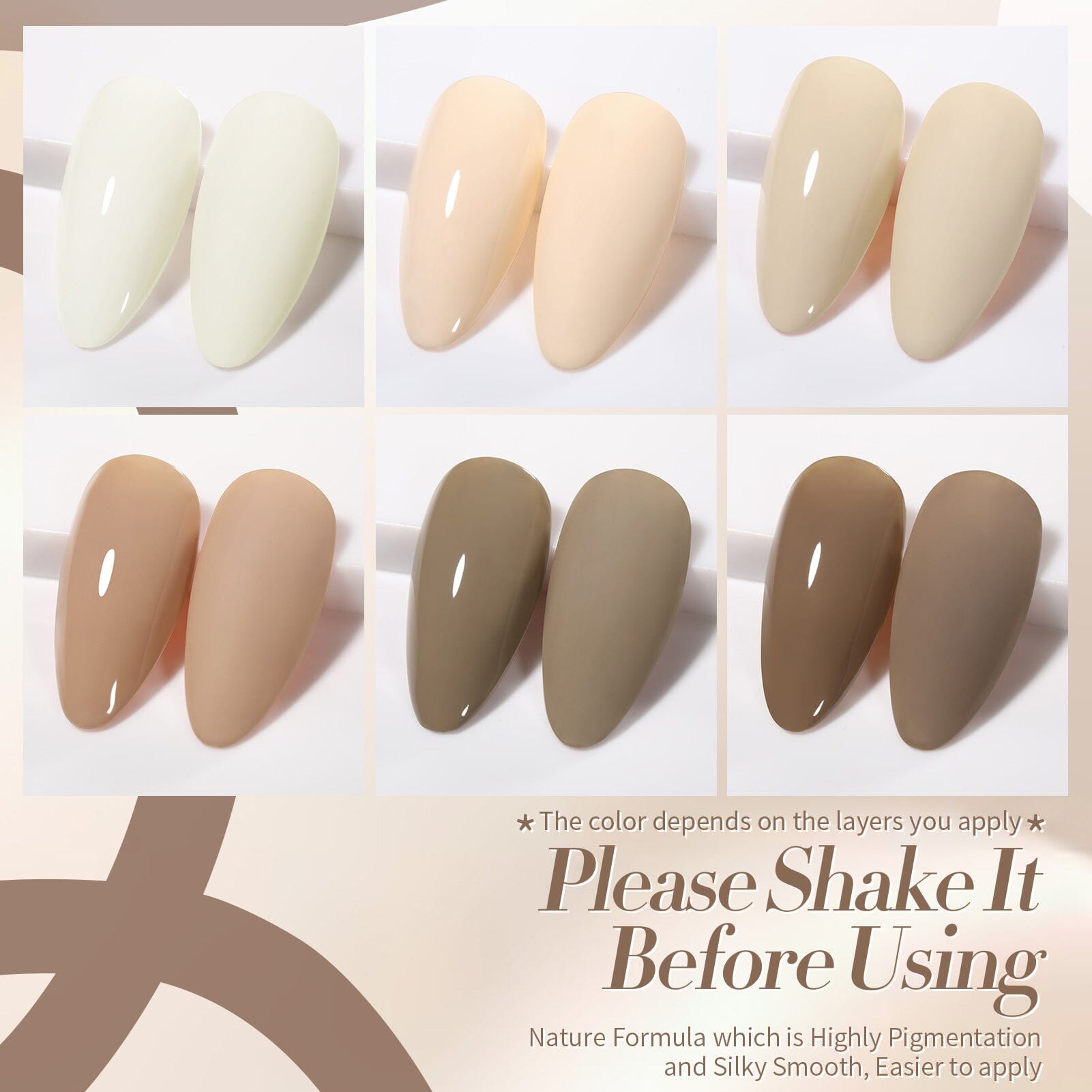 6 Colors Nude Brown Gel Polish Set S10 Coco Mousse 7ml Gel Nail Polish BORN PRETTY 