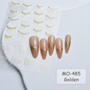 Gold Silver Tassels French 3D Nail Sticker Nail Decoration No Brand 