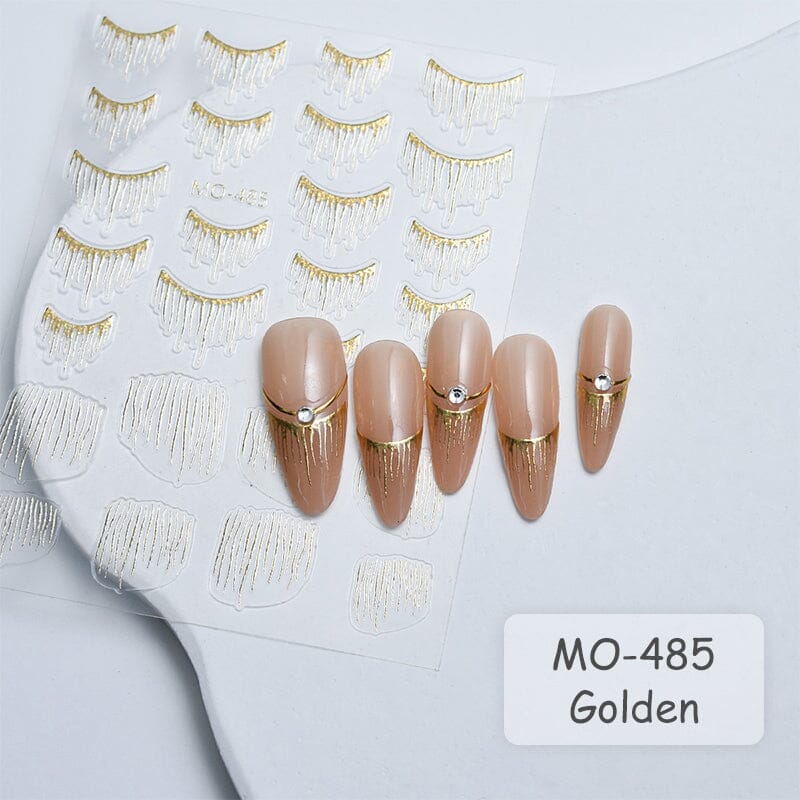 Gold Silver Tassels French 3D Nail Sticker Nail Decoration No Brand 