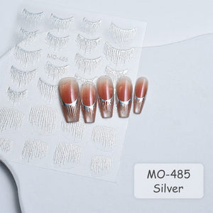 Gold Silver Tassels French 3D Nail Sticker Nail Decoration No Brand 