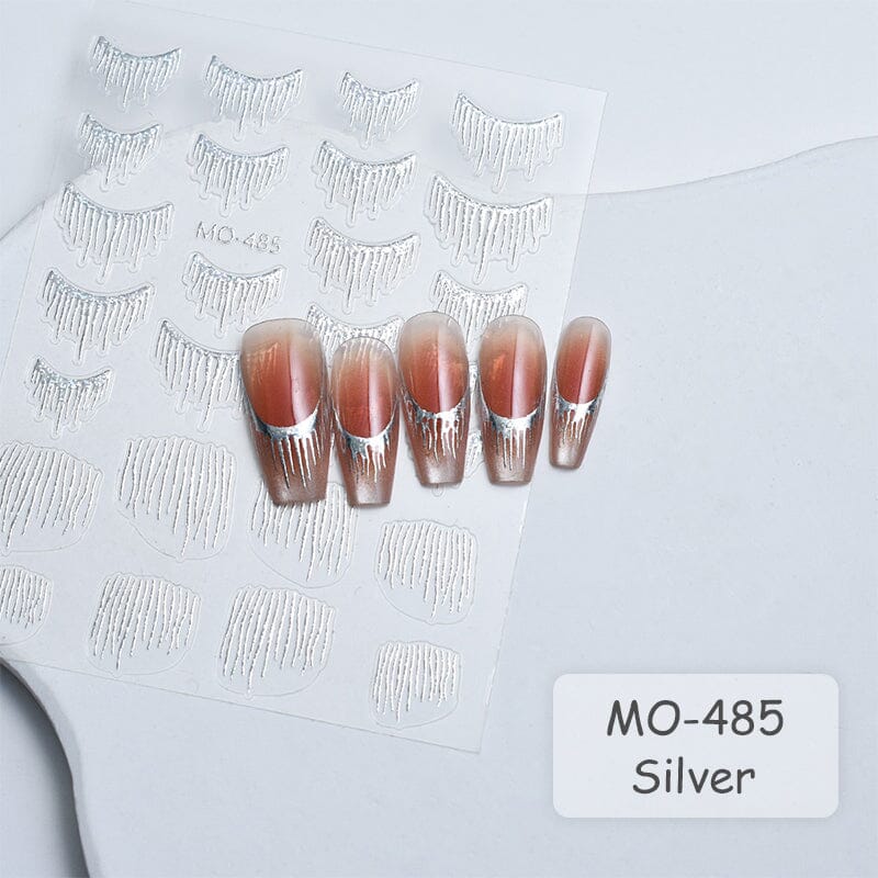 Gold Silver Tassels French 3D Nail Sticker Nail Decoration No Brand 