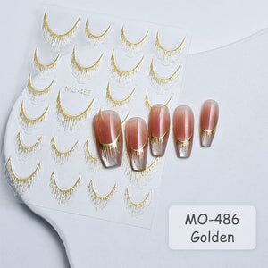 Gold Silver Tassels French 3D Nail Sticker Nail Decoration No Brand 