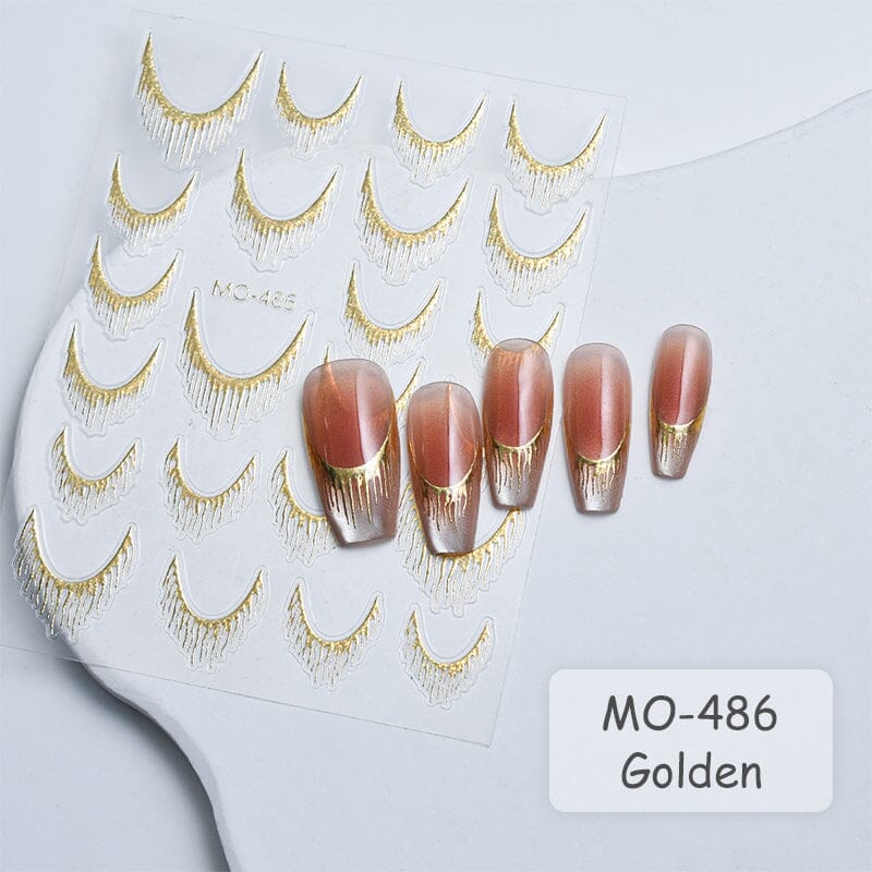 Gold Silver Tassels French 3D Nail Sticker Nail Decoration No Brand 