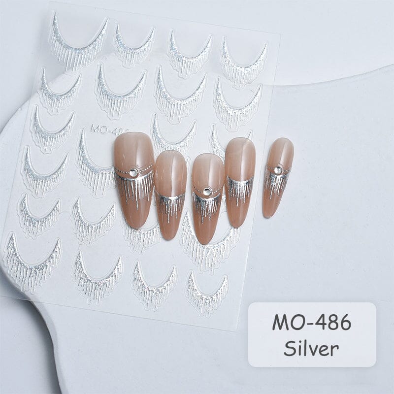 Gold Silver Tassels French 3D Nail Sticker Nail Decoration No Brand 